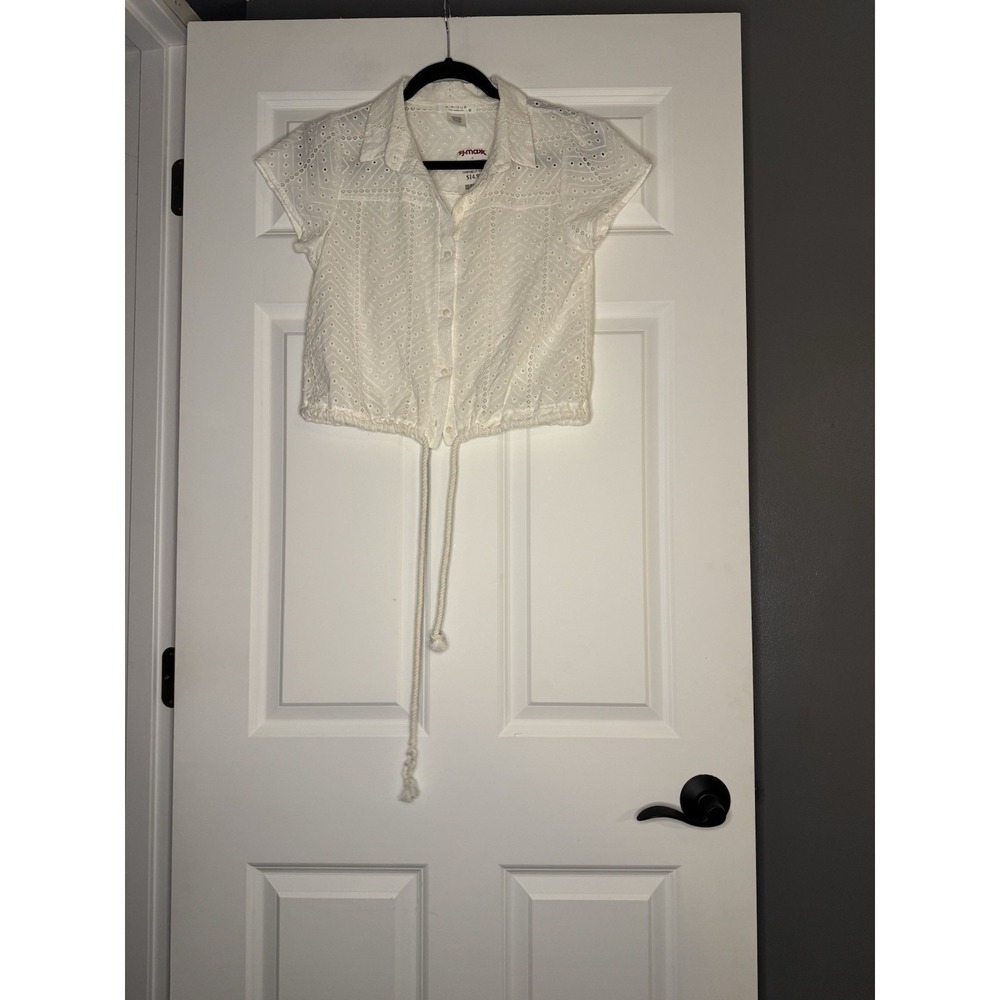 Kiriois Los Angeles White Eyelet Button Up Tie Front Small Nwt